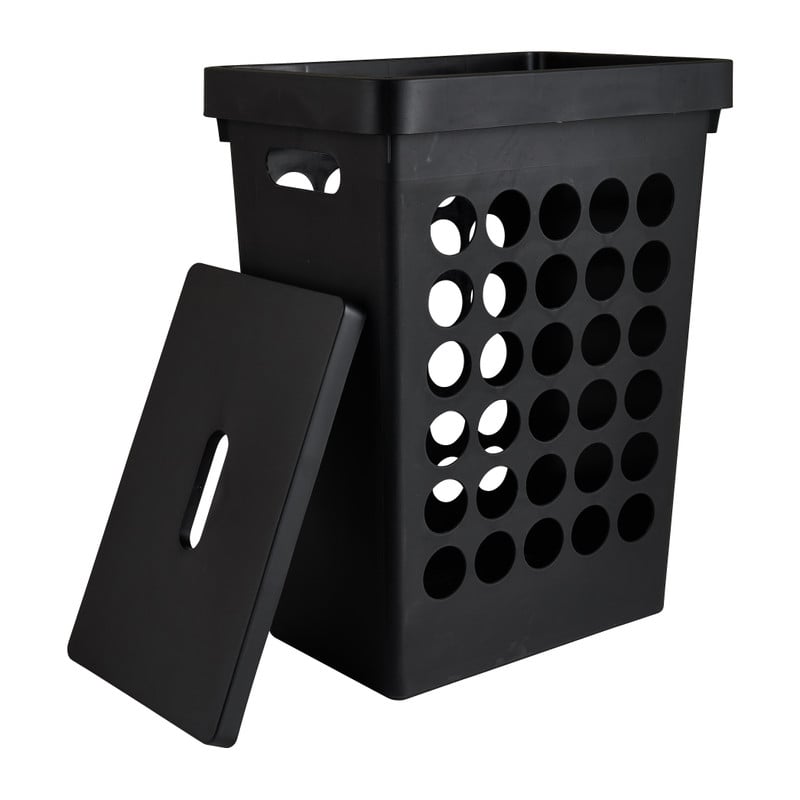 Wasmand vierkant - zwart - 33 liter 