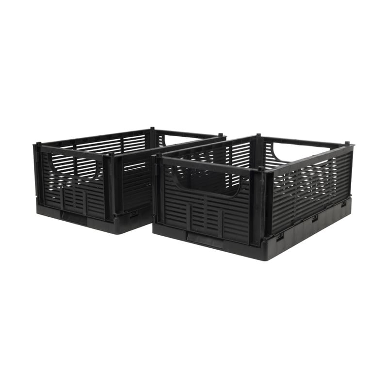 Vouwkrat zwart - set van 2 - 10x25x16.5 cm