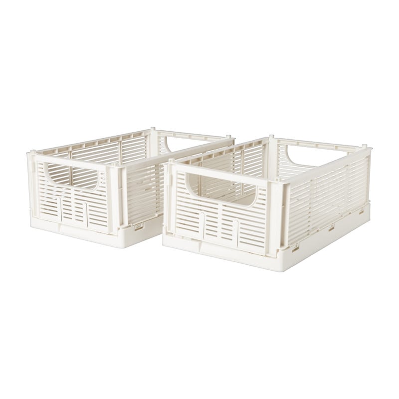 Vouwkrat wit - set van 2 - 25x16.5x10 cm