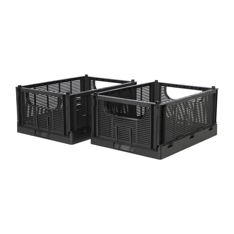 Vouwkrat zwart - set van 2 - 33x24.5x15 cm