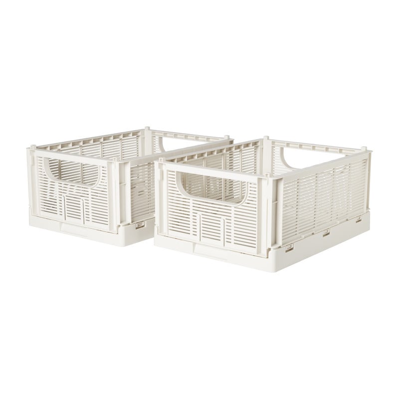 Vouwkrat wit - set van 2 - 33x24.5x15 cm