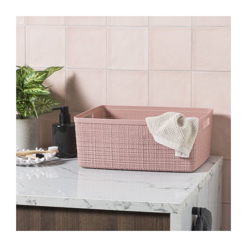 Curver jute opbergmand M - 12 liter - roze