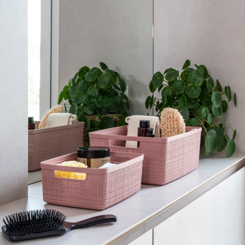 Curver jute opbergmand M - 12 liter - roze