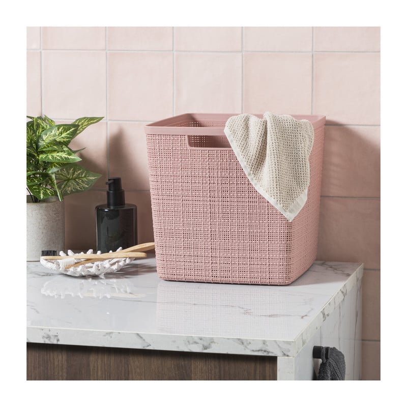 Curver jute opbergmand cube - 17 liter - roze