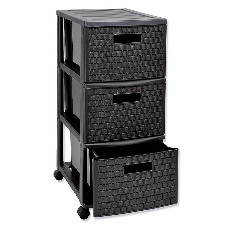Ladekast Rattan XL - 3 lades - zwart