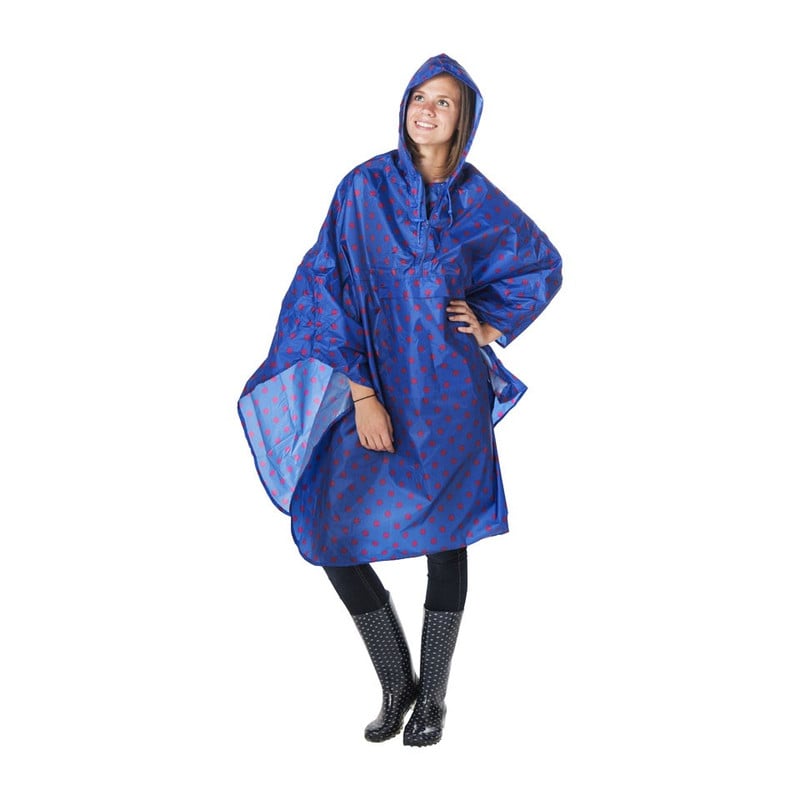 Travel poncho dots - blauw oud