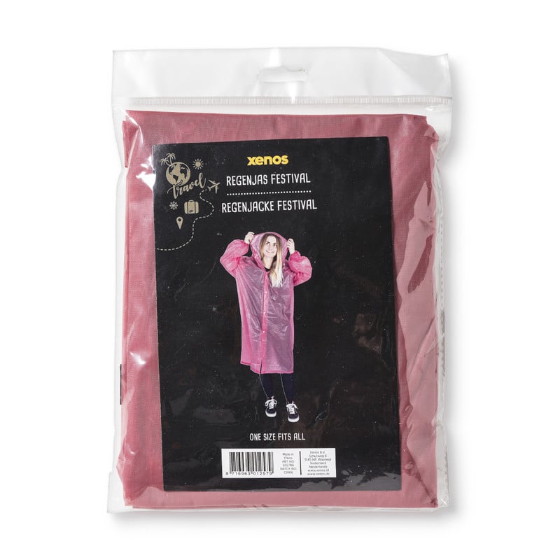 Festival poncho regenjas - rood - one size