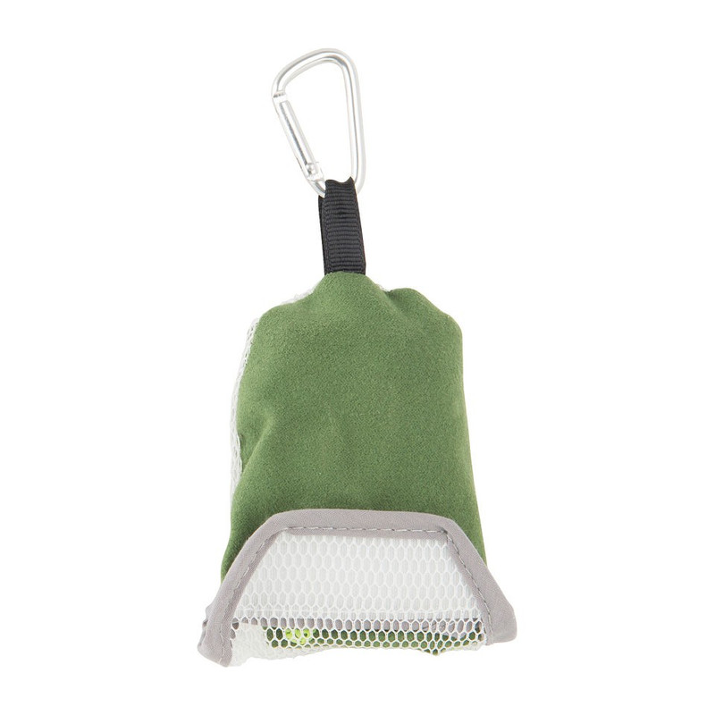 Travel-/sporthanddoek met karabijnhaak - 40x30 cm - groen