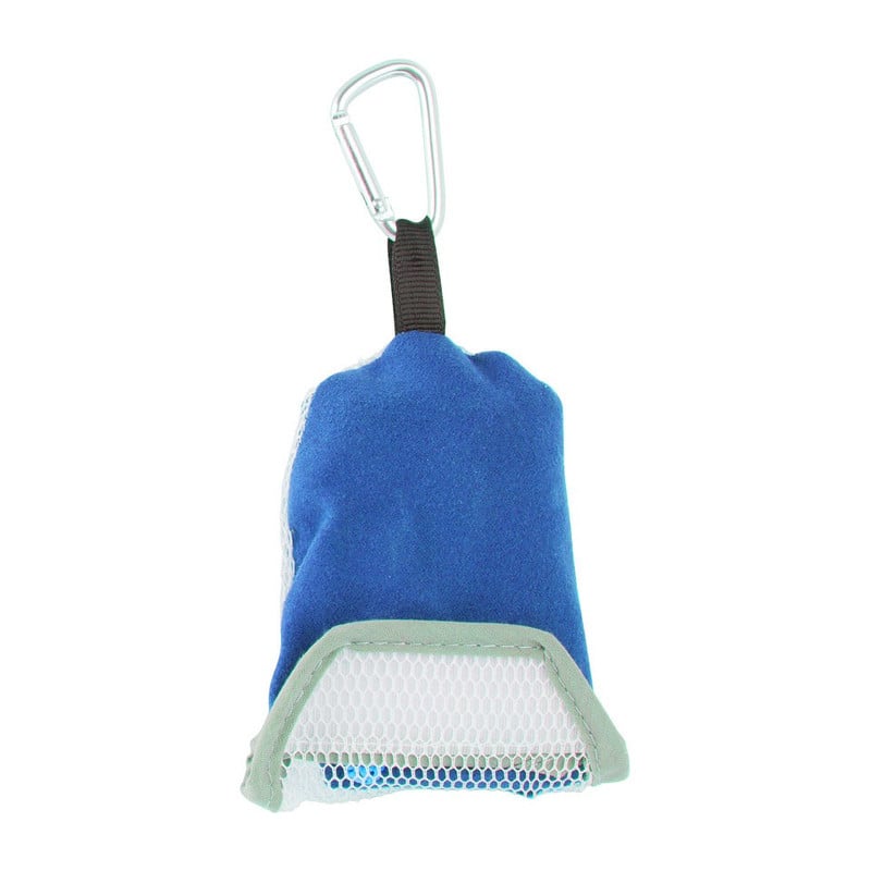 Travel-/sporthanddoek met karabijnhaak - 40x30 cm - blauw