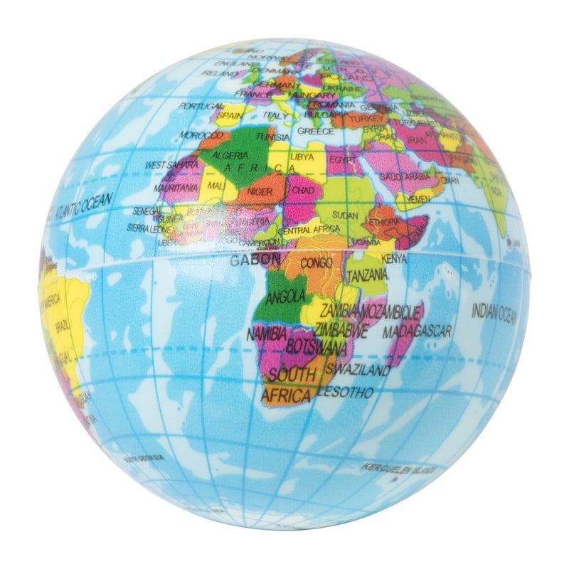 Stressbal globe - colorful 