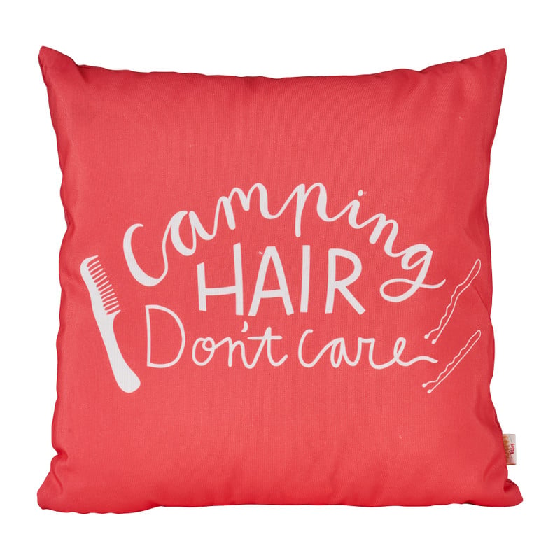Sierkussen - camping hair - roze - 40x40 cm
