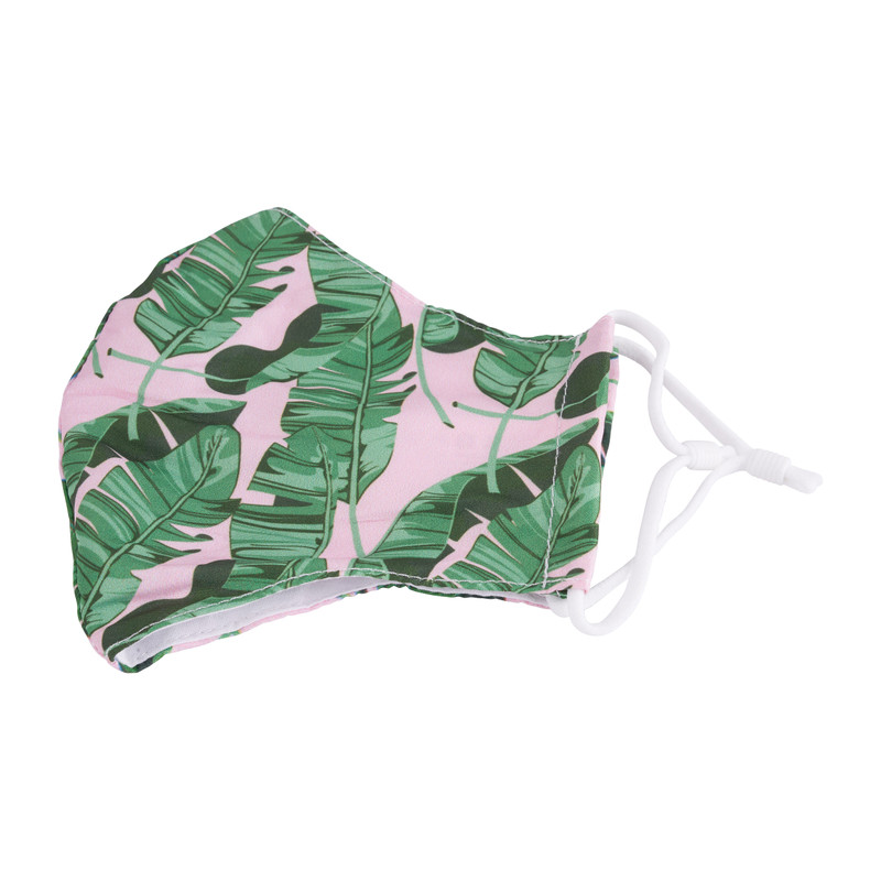 Mondkapje print leaves - roze