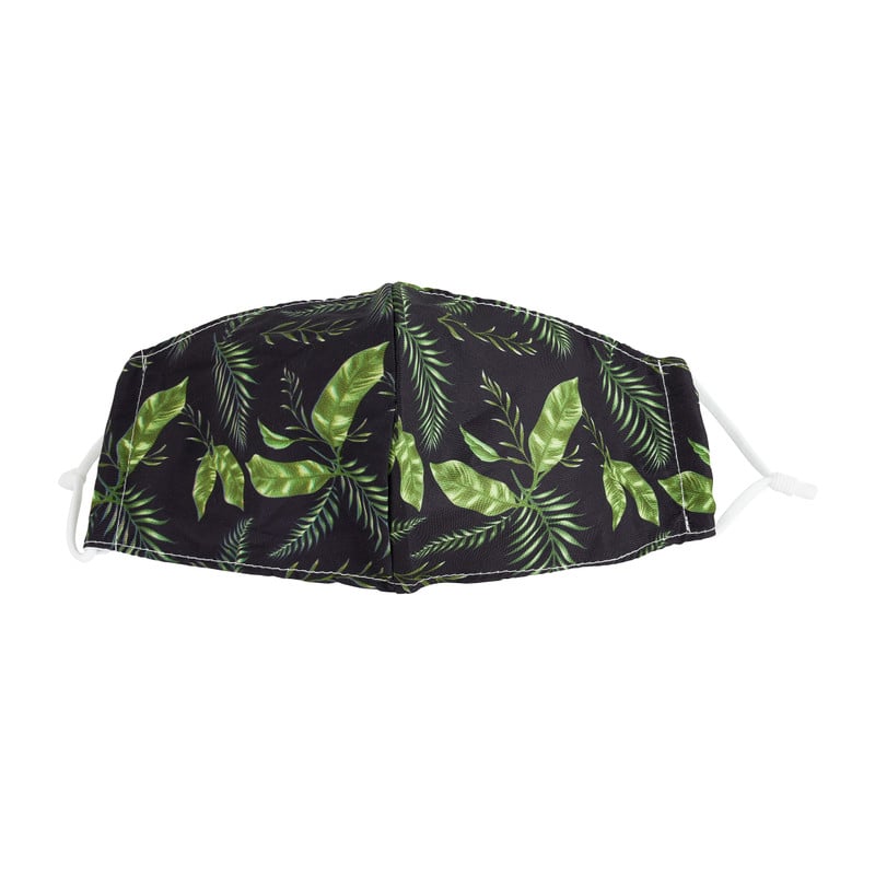 Mondkapje print leaves - zwart
