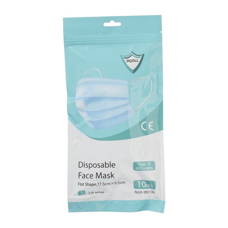 Medische mondkapjes - blauw - 10 stuks