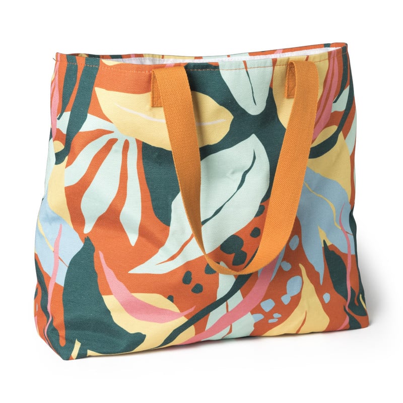 Strandtas blad print - multikleur - 45x19x42 cm