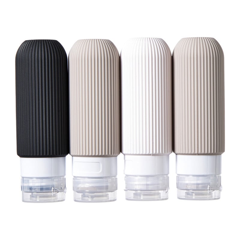 Reisflesje siliconen - diverse varianten - set van 4