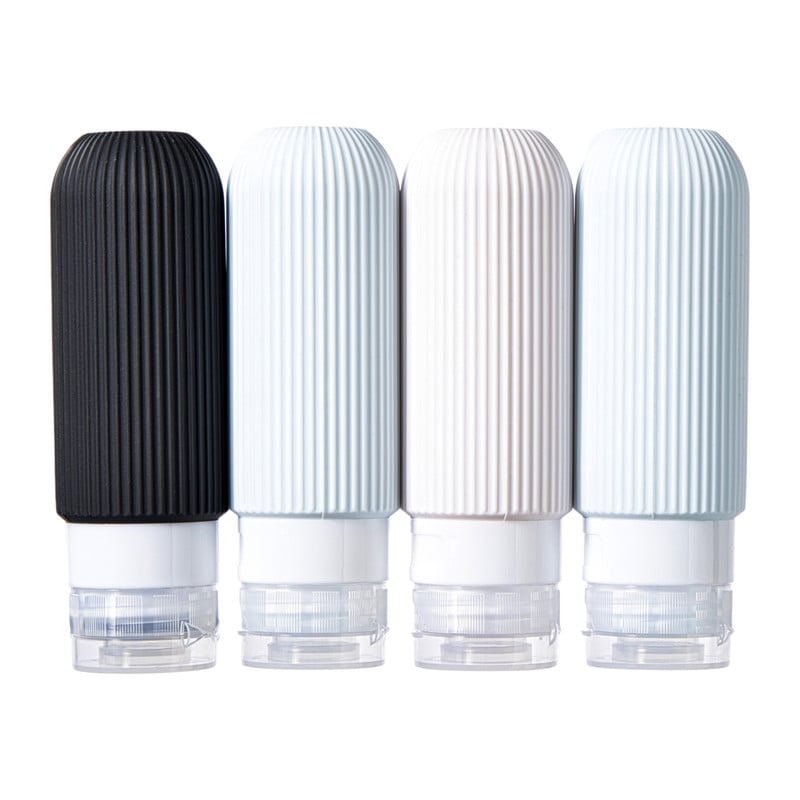 Reisflesje siliconen - diverse varianten - set van 4
