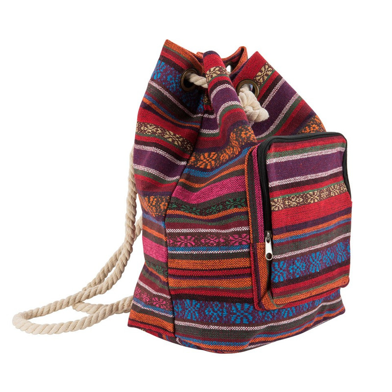 Rugzak canvas met koord - multicolor