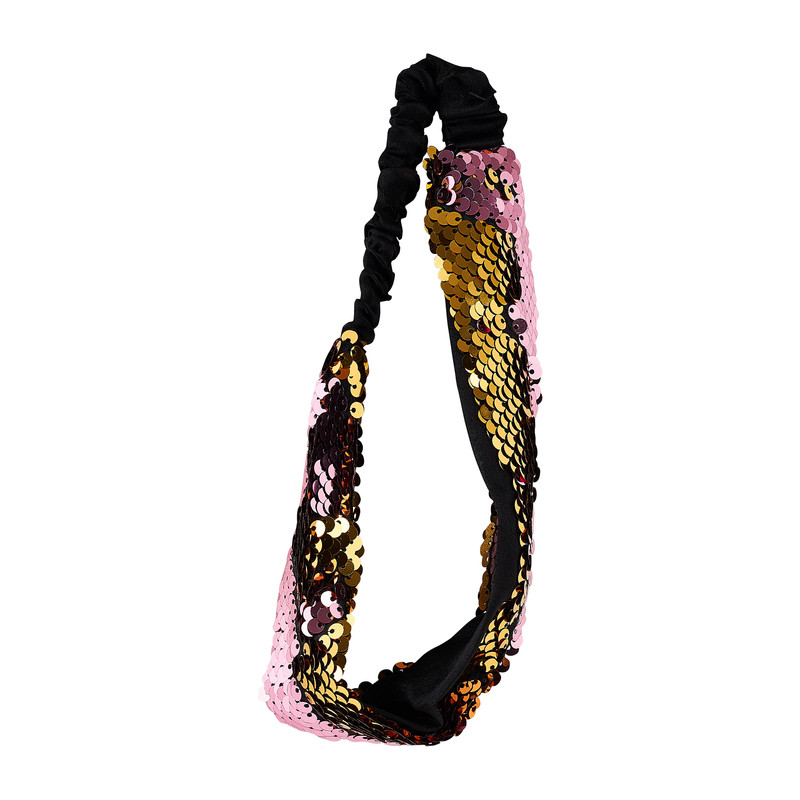Haarband pailletten - roze/goud