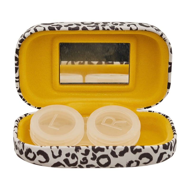 Lenzendoosje met spiegel - leopard - 8,5x5x3 cm