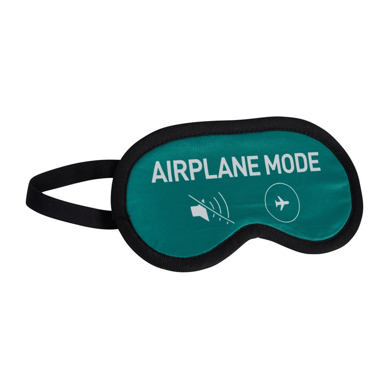 Slaapmasker airplane - groen - 19,5x9 cm