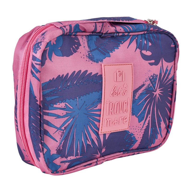 Toilettas met haak - roze - 20x15x6 cm
