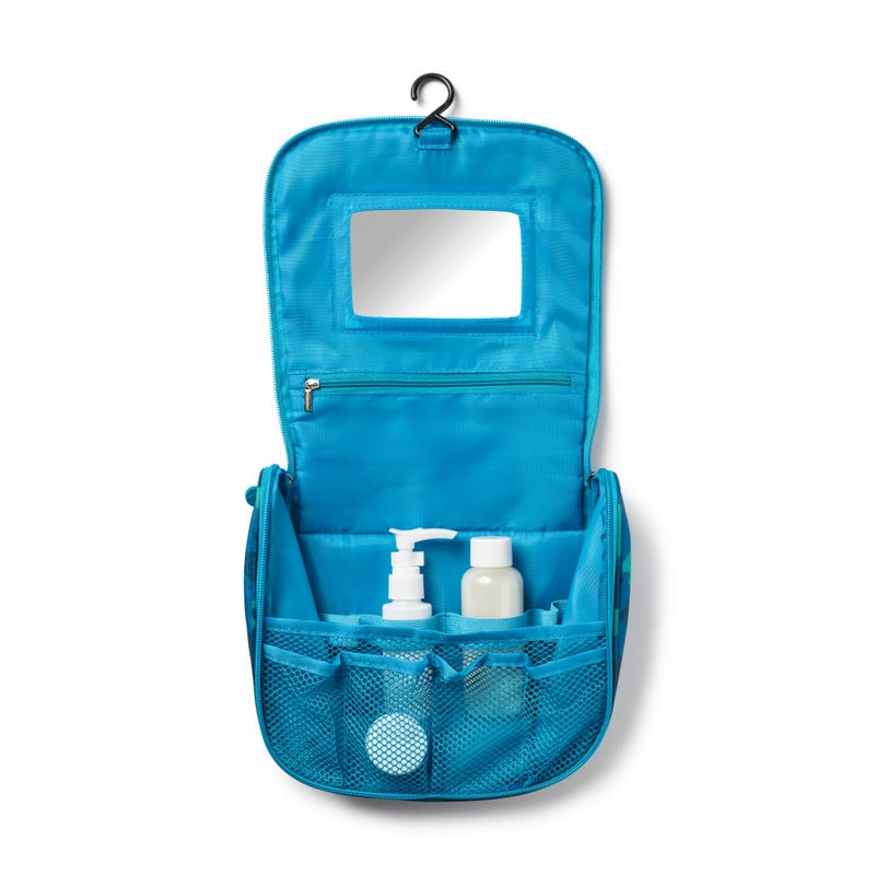 Toilettas met haak - blauw - 20x20x6 cm 