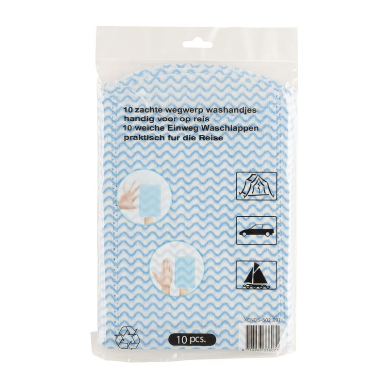 Wegwerp washandjes - blauw - 10 stuks