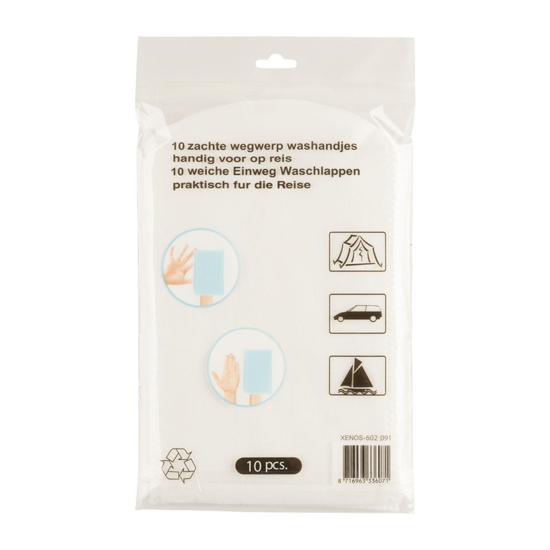 Wegwerp washandjes - wit - 10 stuks