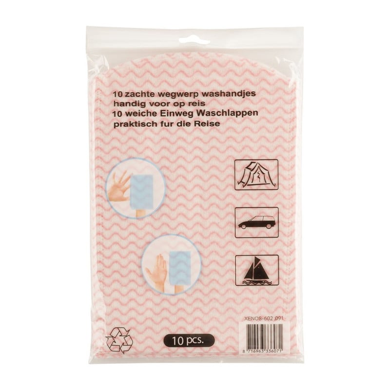 Wegwerp washandjes - rood - 10 stuks