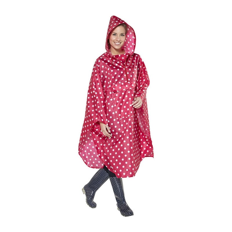 Travel poncho dots - rood