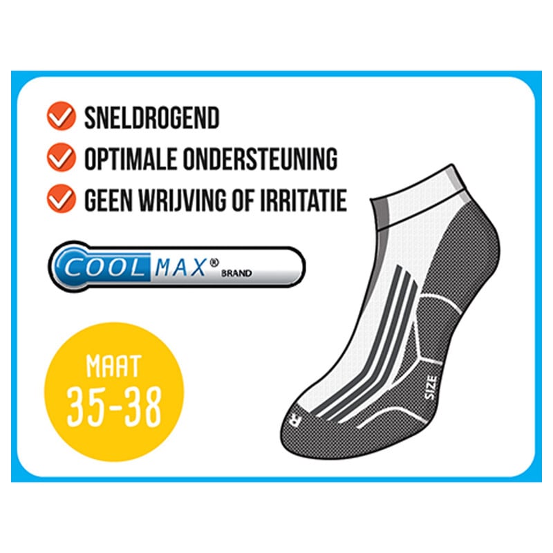 Coolmax sportsokken - 35-38 - roze - 3 paar