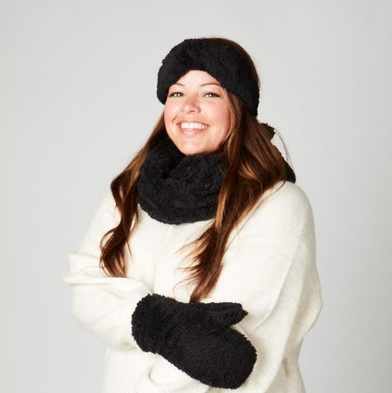 Hoofdband teddy - zwart - one size