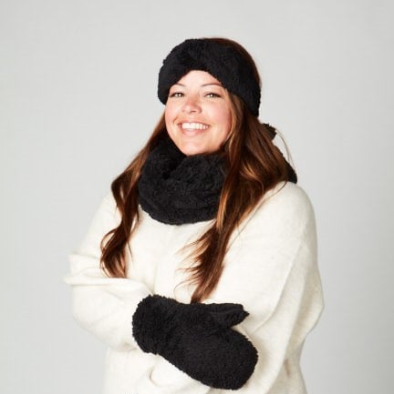 Wanten teddy - zwart - one size