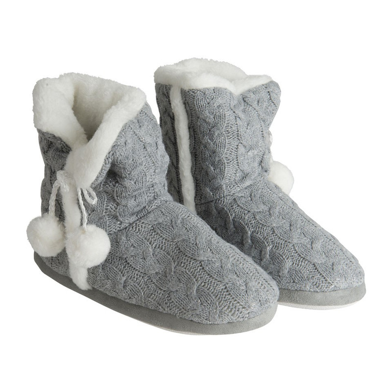 Pantoffels gebreid - grijs - maat 39-42
