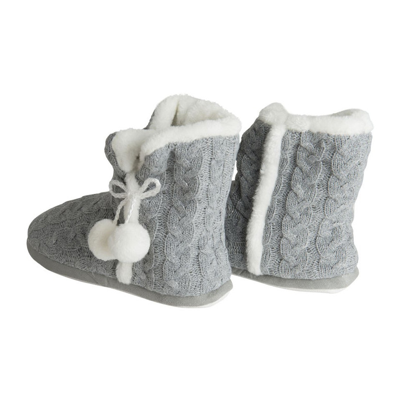Pantoffels gebreid - grijs - maat 39-42