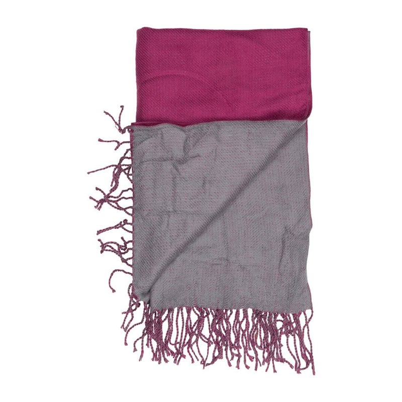 Sjaal 2-zijden - fuchsia/grijs
