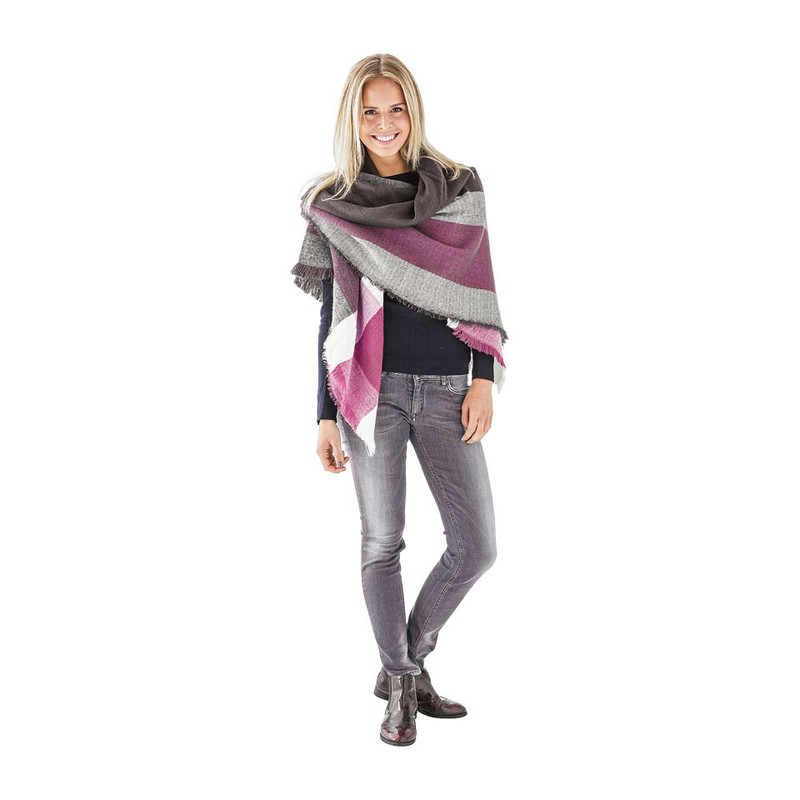 Omslagdoek ruit - fuchsia - 144x137 cm