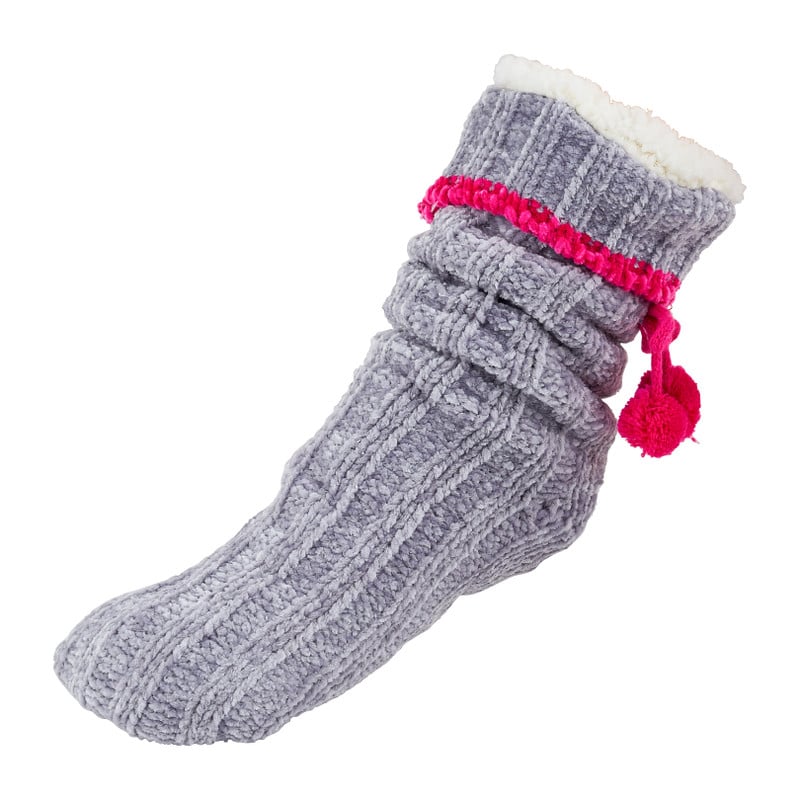 Huissokken loungewear - grijs/roze - maat 36/41