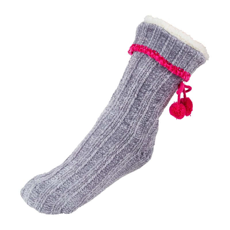 Huissokken loungewear - grijs/roze - maat 36/41