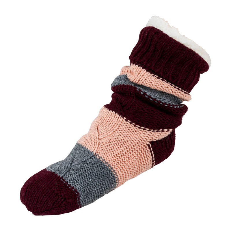 Huissokken loungewear - roze/bordeaux - maat 36/41