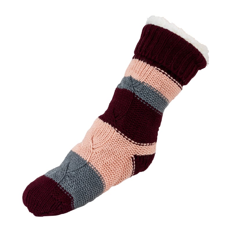 Huissokken loungewear - roze/bordeaux - maat 36/41