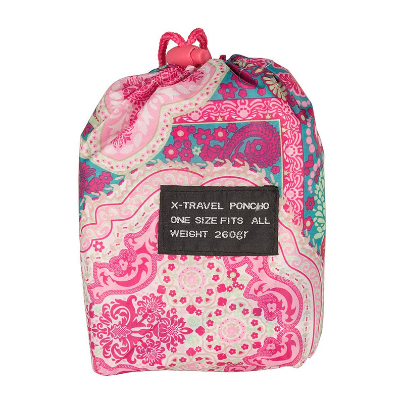 Poncho indian - roze/donkergroen