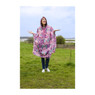 Poncho indian - roze/donkergroen