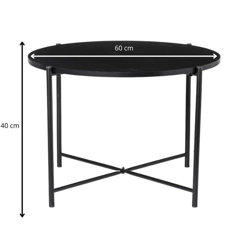 Salontafel Noah - zwart - ø60x40 cm