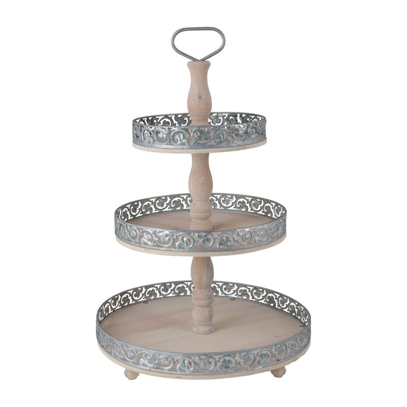 Etagère hout/metaal - 3 laags - 45x65 cm