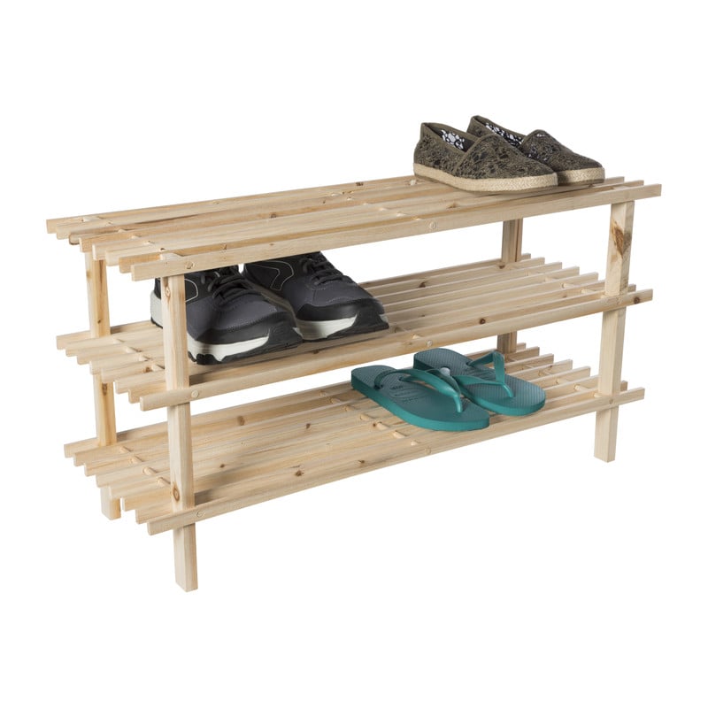 Schoenenrek 3-laags - hout - 40x77x26 cm