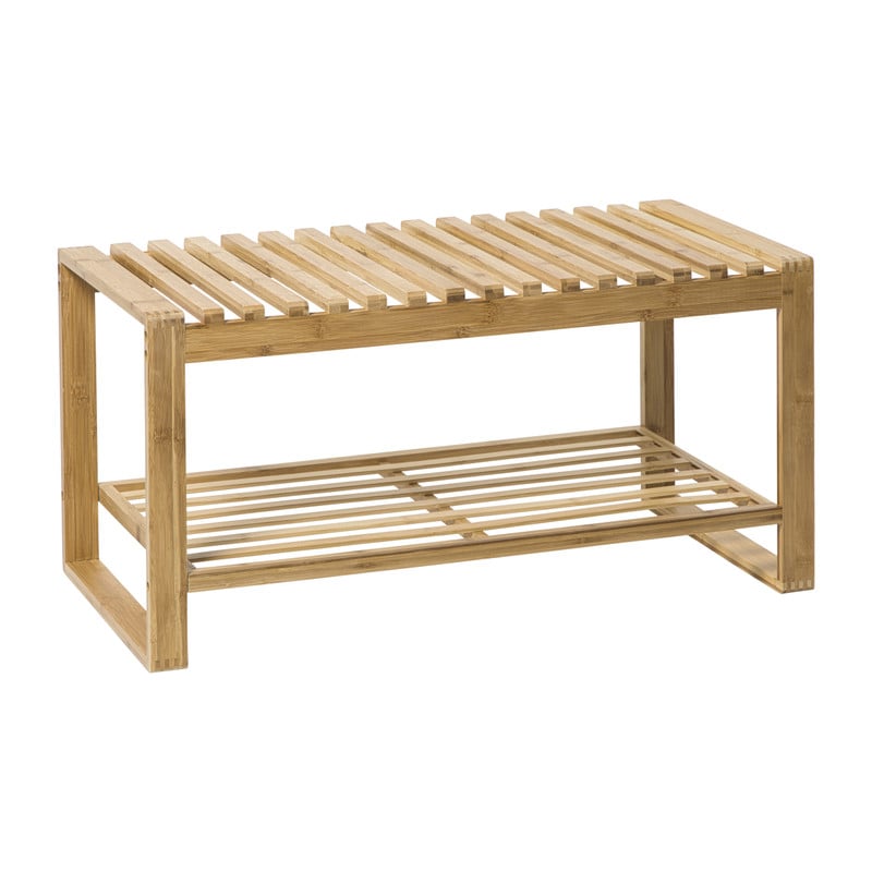 Schoenenrek 2-laags bamboe - bruin - 38x76x38 cm