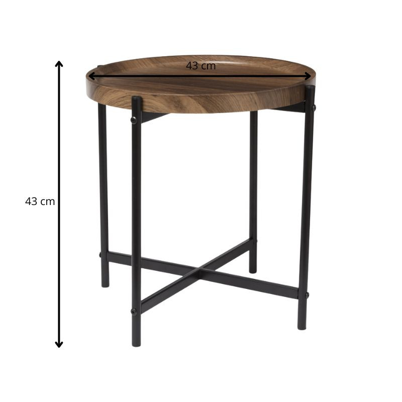 Bijzettafel met los dienblad - zwart - ø43x43