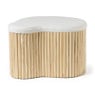 Poef hout teddy - naturel/wit - 39.5x60x36 cm